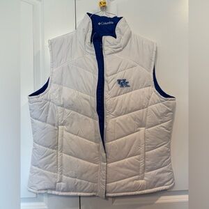 Columbia UK Kentucky Reversible XL White and Blue Puffer Quilted Vest - EUC